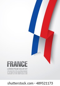 French Flag Ribbon Over White Background