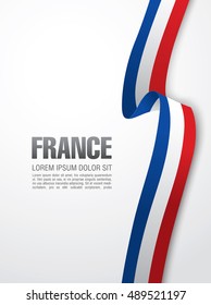 French flag ribbon over white background