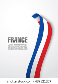 French flag ribbon over white background