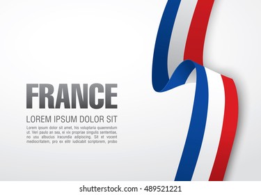 French Flag Ribbon Over White Background