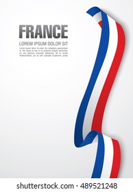 French Flag Ribbon Over White Background