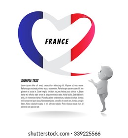 French flag in the shape of a heart and the prayers of children. create by vector file