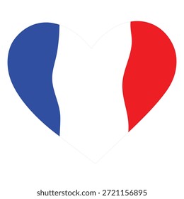 French flag in the shape of a heart. Stencil vector image