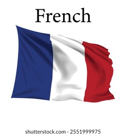 French Flag vector, French flag 3d illustration, French realistic flag vector