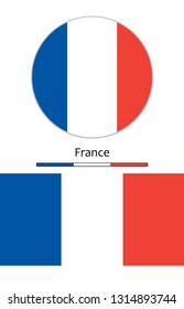 French flag vector icon isolated, set of two variant on the white background