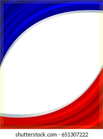 French flag wave Patriotic frame with empty space for your text.