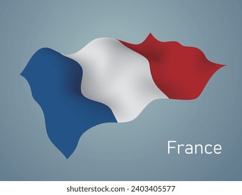 French flag, Waving on blue background, vector format is eps10 