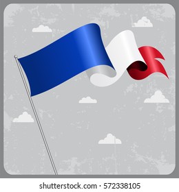 French flag wavy abstract background. Vector illustration.