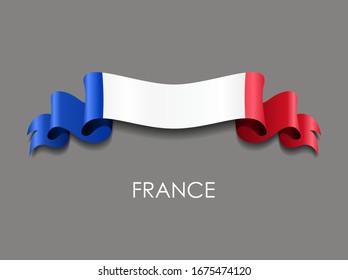 French flag wavy ribbon background. Vector illustration.