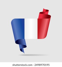 French flag wavy ribbon background. Vector illustration.