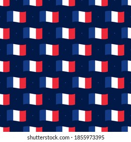 French flags and dots vector seamless pattern background French National Day and other public holidays.