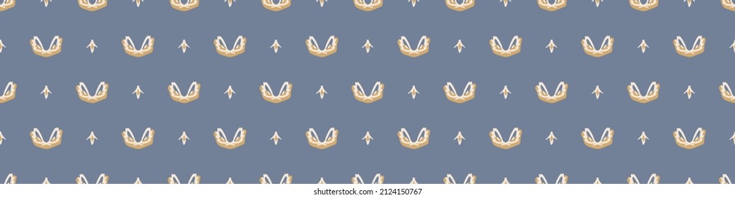 French fleur de lis royal lily seamless border. Farmhouse cottage banner. Lilies lys flower flourish motif rustic damask.