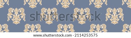 French fleur de lis royal lily seamless border. Farmhouse cottage banner. Lilies lys flower flourish motif rustic damask.