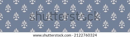 French fleur de lis royal lily seamless border. Farmhouse cottage banner. Lilies lys flower flourish motif rustic damask.