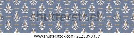 French fleur de lis royal lily seamless border. Farmhouse cottage banner. Lilies lys flower flourish motif rustic damask.