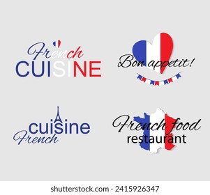 French food concept, French cuisine restaurant logo, bon Appetit vector illustration