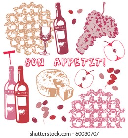 French food and vine background