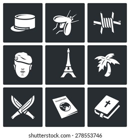 French Foreign Legion icons. Vector Illustration