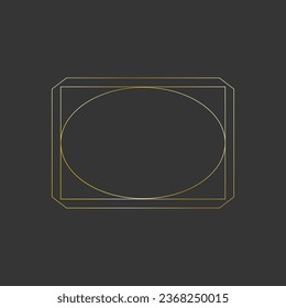 French frame thin line. Golden decorative element. Modern geometric shape, boho style. Vintage border. Vector