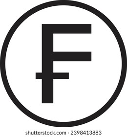 Icono del franco francés en un círculo aislado en fondo blanco . Vector