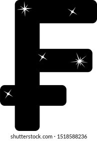 French franc icon, flat design for any purposes. Social media illustration, silhouette of symbol, vector