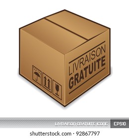 French "free shipping" box icon isolated on white background