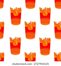 French frice seamless pattern. Seamless french frice pattern design.
Fast food pattern background. Hand drawn french frice pattern. 