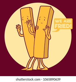 French fried character vector illustration. Unhealthy food design concept