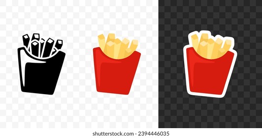 French fried chips in a red paper cup vector illustration. Fast food. French fries in a paper wrapper graphic design