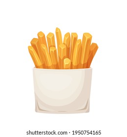 french fried potatoes in carton box package. Fast food vector illustration