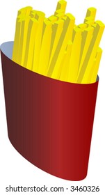 French Fried potatoes, french fries illustration, 3d isometric