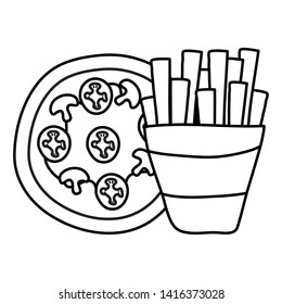 french frieds and pizza fast food icon