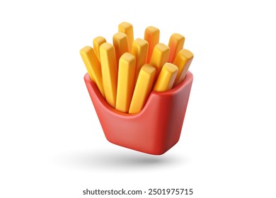 French fries, 3d creative realistic render icon
