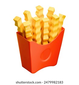 French fries 3d render vector illustration. Realistic french fries icon