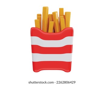 French fries 3d rendering vector icon illustration