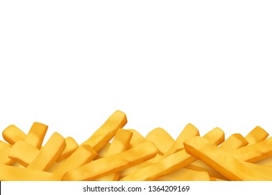 French fries background, isolated vector.