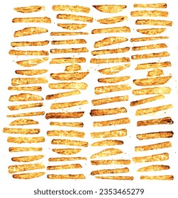 French fries background on a white background