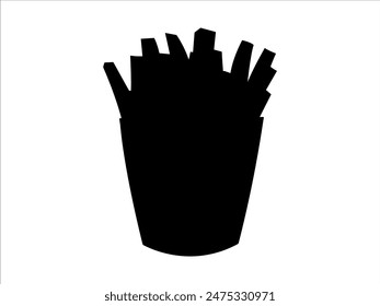 French fries in bag silhouette isolated on white background. Fries icon vector illustration design.