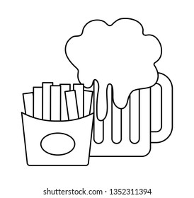 french fries with beer in jar