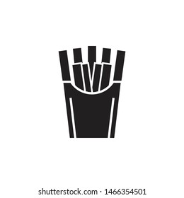 french fries black icon on isolated background
