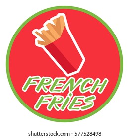 French fries in a box icon in flat style on a white background