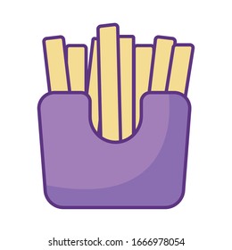 french fries box icon over white background, flat style, vector illustration