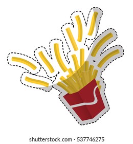 french fries box icon over white background. fast food concept. colorful design. vector illusttration