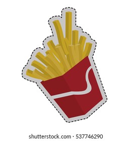 french fries box icon over white background. fast food concept. colorful design. vector illusttration