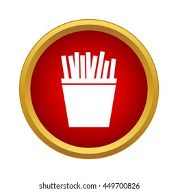 French fries in a box icon in simple style on a white background