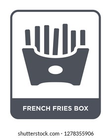 french fries box icon vector on white background, french fries box trendy filled icons from Bistro and restaurant collection, french fries box vector illustration