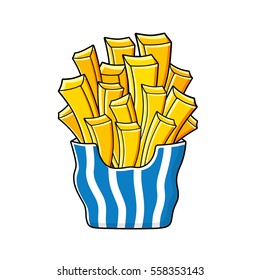 French fries box isolated.