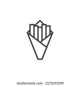 Das Pommes Frites-Strichsymbol. lineares Stilzeichen für mobiles Konzept und Webdesign. Französische Pommes Pommes Pommes Frites Umriss Vektorsymbol. Symbol, Logo-Abbildung. Vektorgrafik