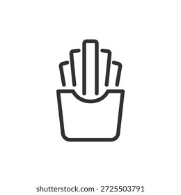 Pommes Frites Box, lineares Symbol. Gebratener Kartoffelsnack. Linie mit editierbarem Strich.