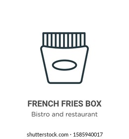 French fries box outline vector icon. Thin line black french fries box icon, flat vector simple element illustration from editable bistro and restaurant concept isolated on white background